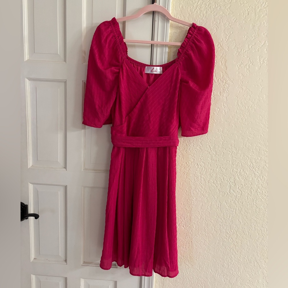 Pink Puff Short Sleeve Mini Dress - Med
